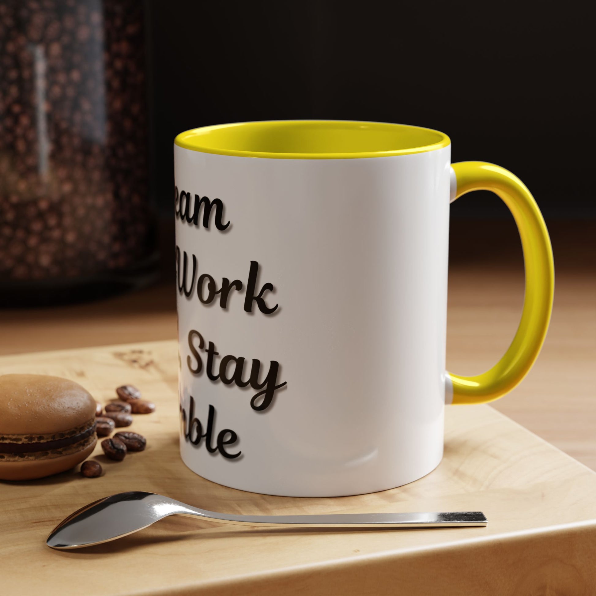 Inspirational Accent Coffee Mug - "Dream Big, Work Hard, Stay Humble" - Motivational 11/15oz - TRV