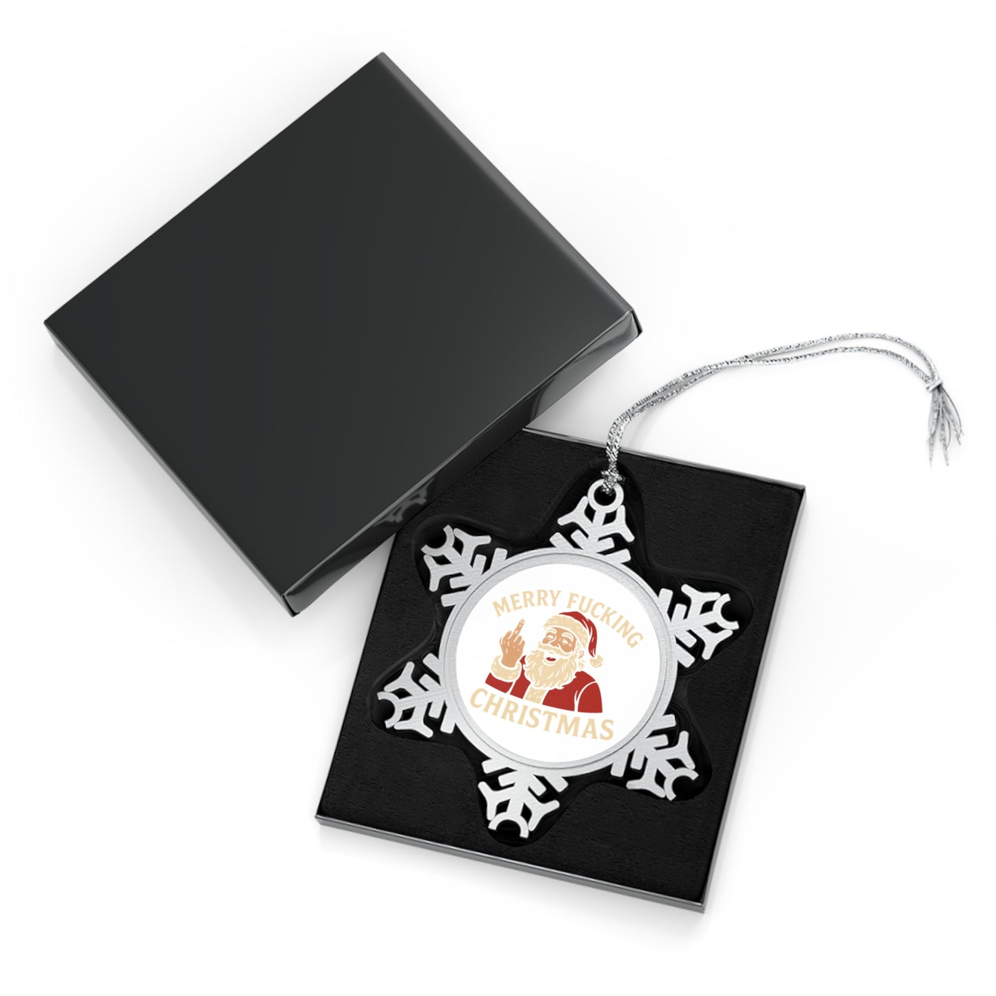 Pewter Snowflake Ornament, Funny Christmas Decoration, Holiday Tree Ornament, Gift for Him, Festive Home Decor - TRV