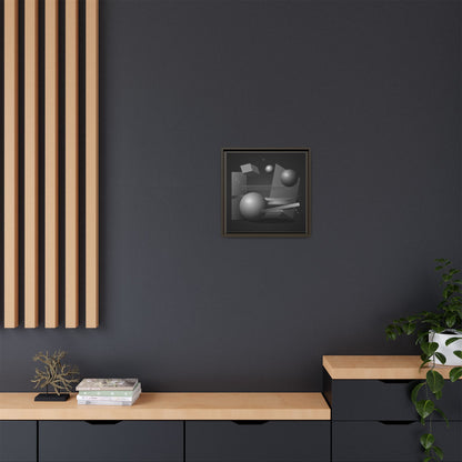 Monochrome Geometric Spheres Canvas Framed Wall Art | Matte Print