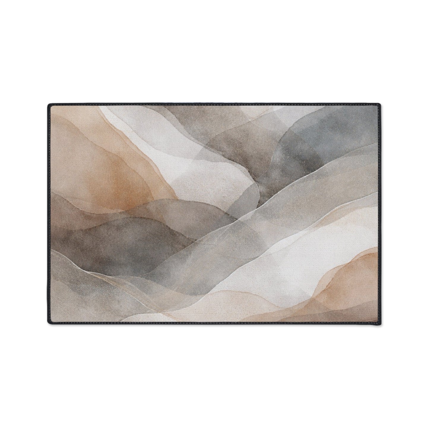 Neutral Watercolor Landscape Heavy Duty Floor Mat | Abstract Earth Tones Rug