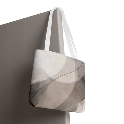 Neutral Abstract Watercolor Waves Tote Bag | All-Over Print