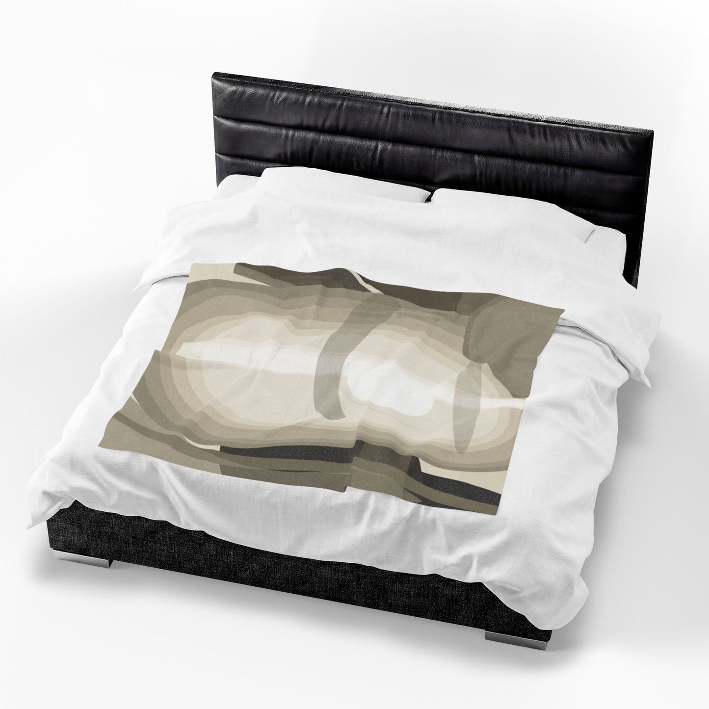 Abstract neutral shapes velveteen plush blanket with modern minimalist art design, featuring all-over print in soft, plush fabric.