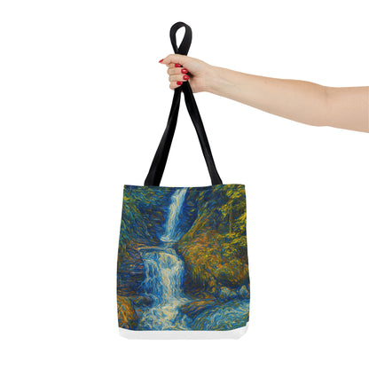Nature-Inspired Tote Bag, Artistic Eco-Friendly Shopper, Waterfall Design, Reusable Market Bag, Gift for Nature Lovers - TRV