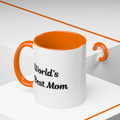 World's Best Mom Accent Coffee Mug - 11oz & 15oz - Perfect Gift for Mother's Day