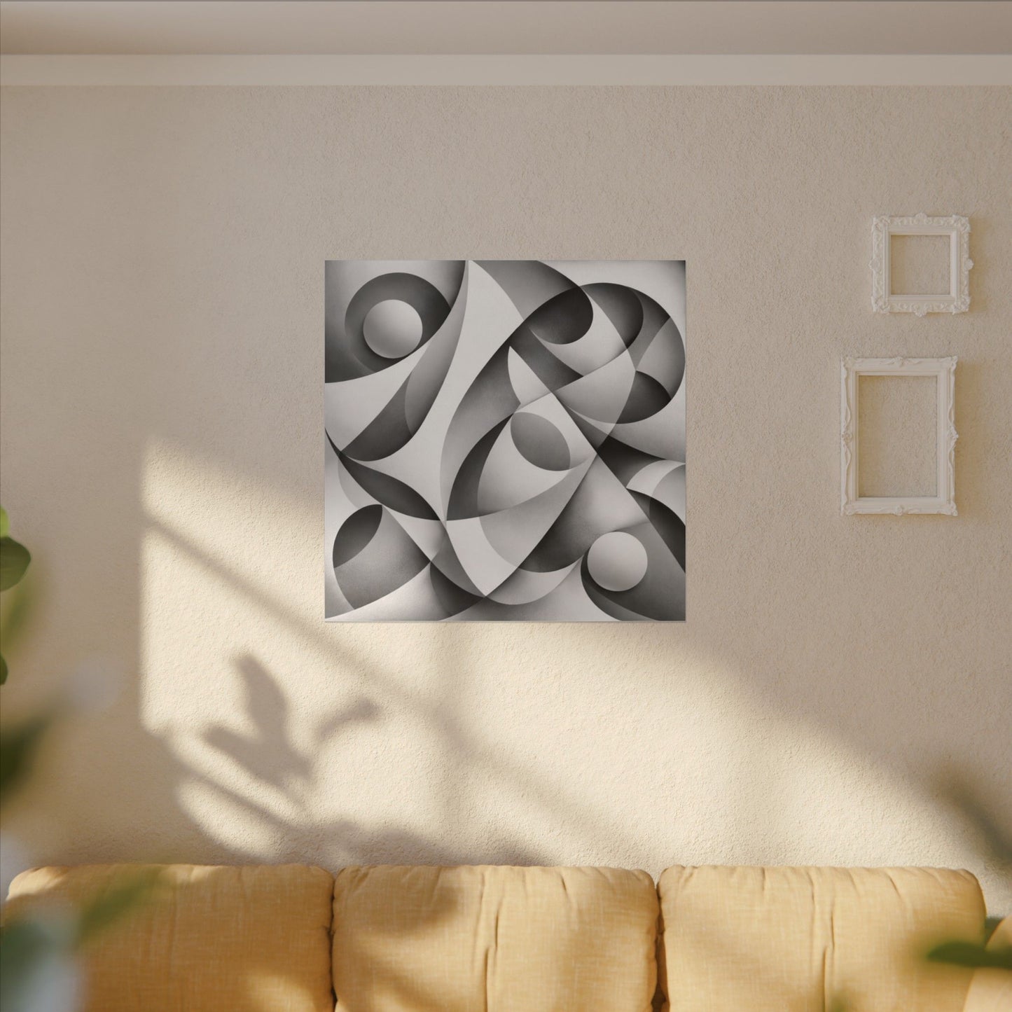 Monochrome Abstract Geometric Art Matte Canvas