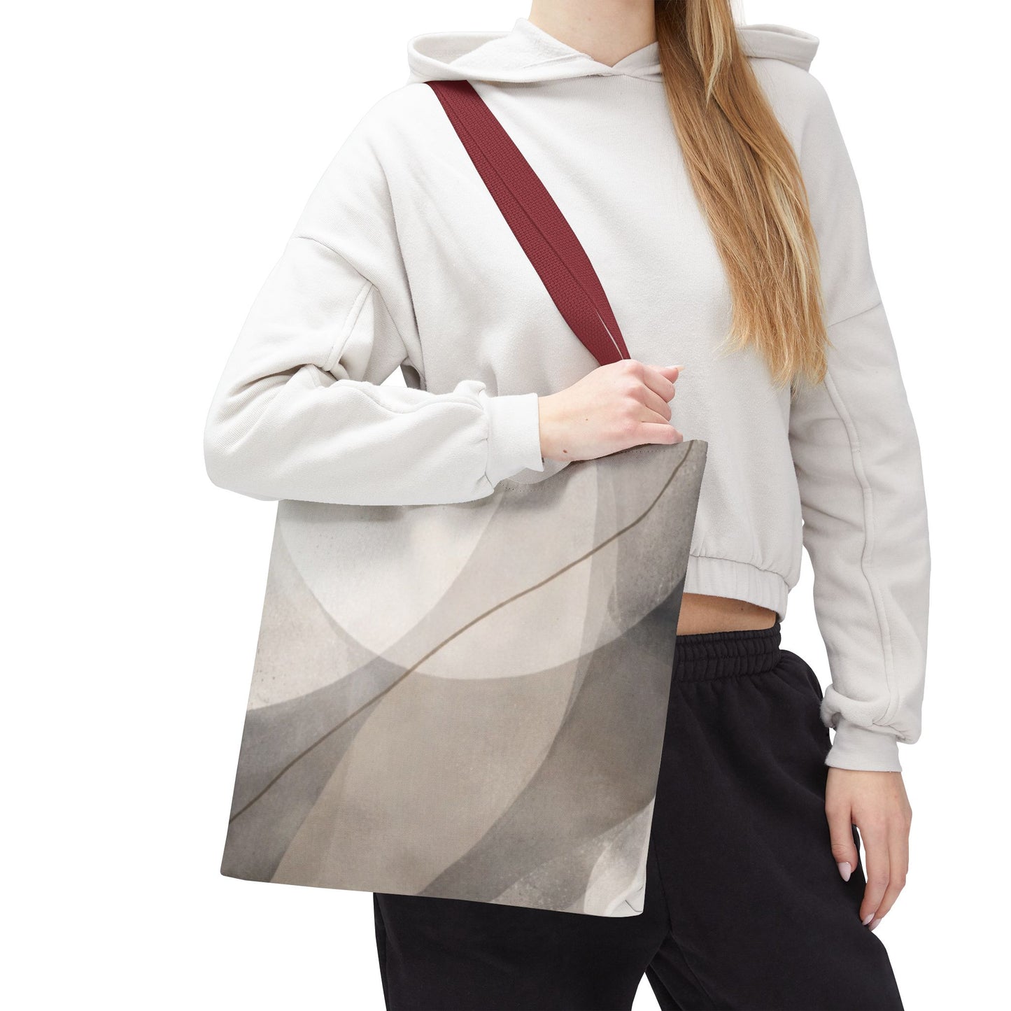Neutral Abstract Watercolor Waves Tote Bag | All-Over Print