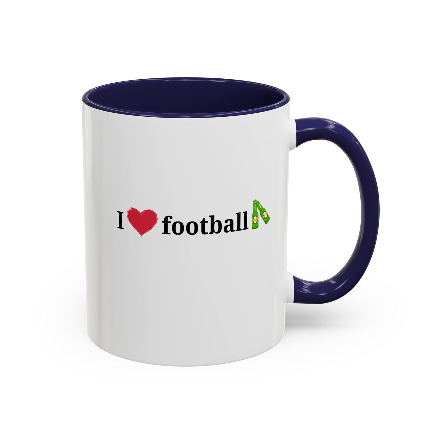 I Love Football Accent Coffee Mug, Perfect Gift for Sports Lovers, Football Enthusiasts, Unique Mug for Game Days, Home or Office Decor - TRV