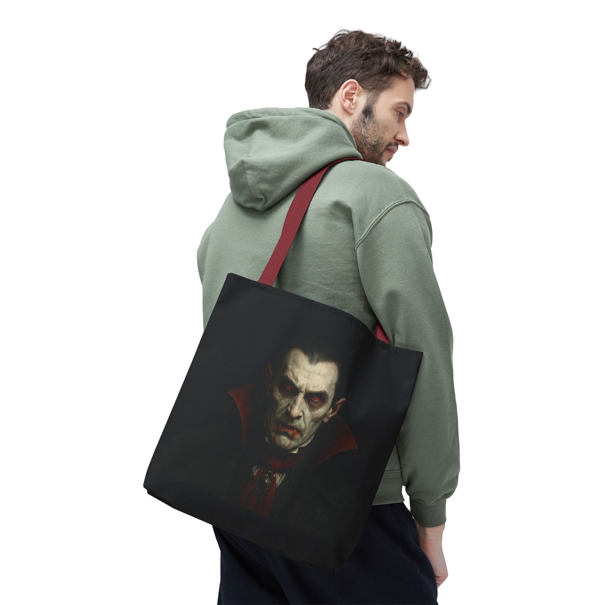 Vampire Haunted Tote Bag, Spooky Shopping Bag, Halloween Accessory, Gothic Style Handbag, Perfect for Halloween Parties, Unisex Tote - TRV