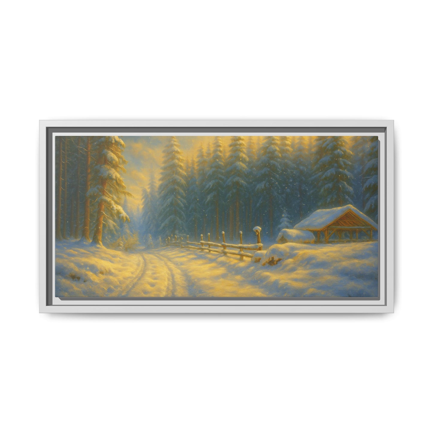 Wall Art Print, Winter Cabin Decor, Nature Scene, Holiday Gift, Cabin Vibes, Christmas Decoration, Matte Canvas, Framed - TRV