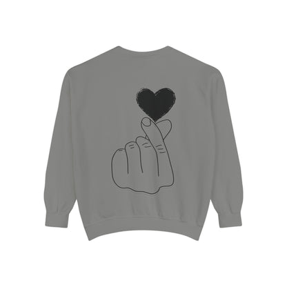 Unisex Garment-Dyed Sweatshirt with Heart Design - Cozy & Stylish
