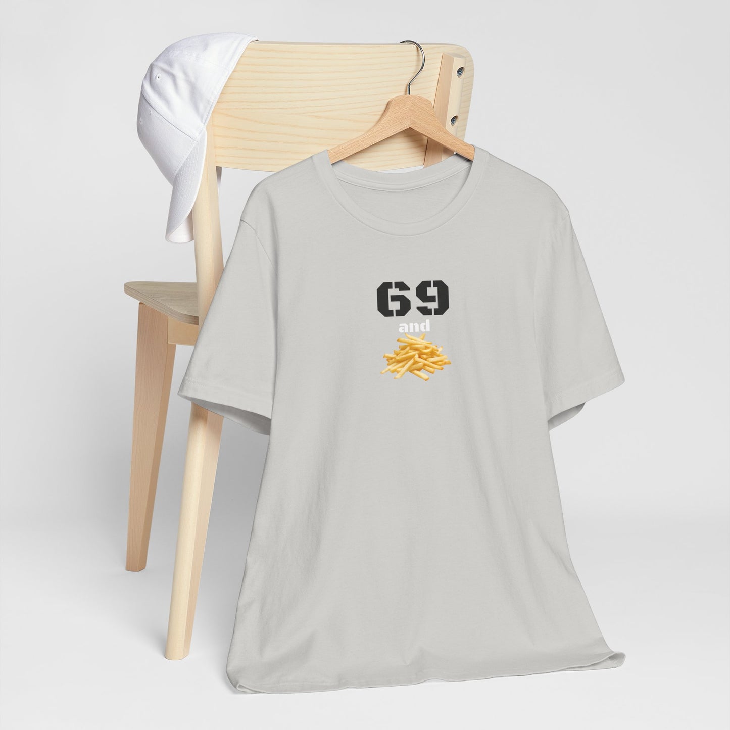 Funny 69 And French Fries Graphic Tee, Casual Humor Shirt, Cute Gift, Stylish Graphic Top, Unisex Quirky T-Shirt, Everyday Wear