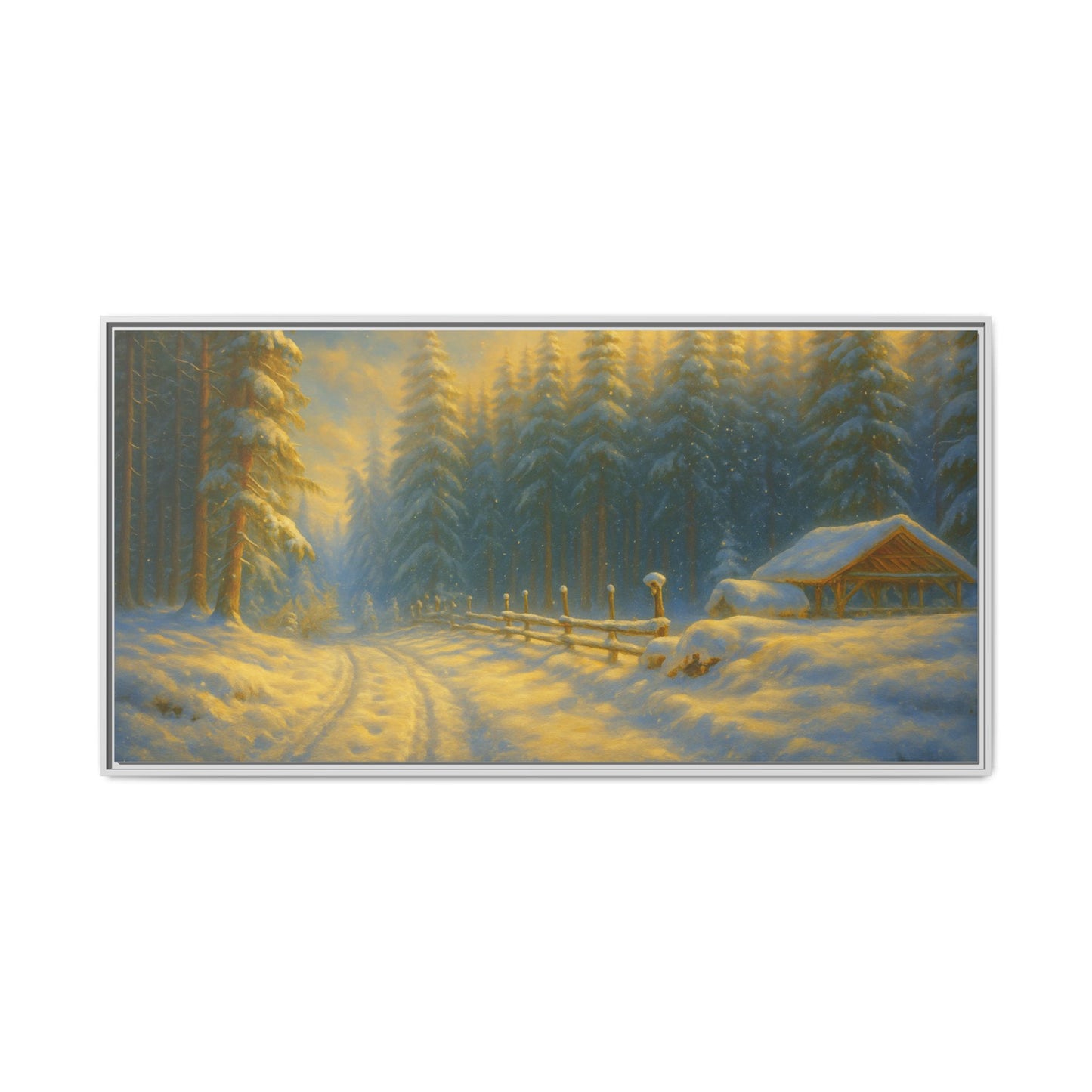 Wall Art Print, Winter Cabin Decor, Nature Scene, Holiday Gift, Cabin Vibes, Christmas Decoration, Matte Canvas, Framed - TRV