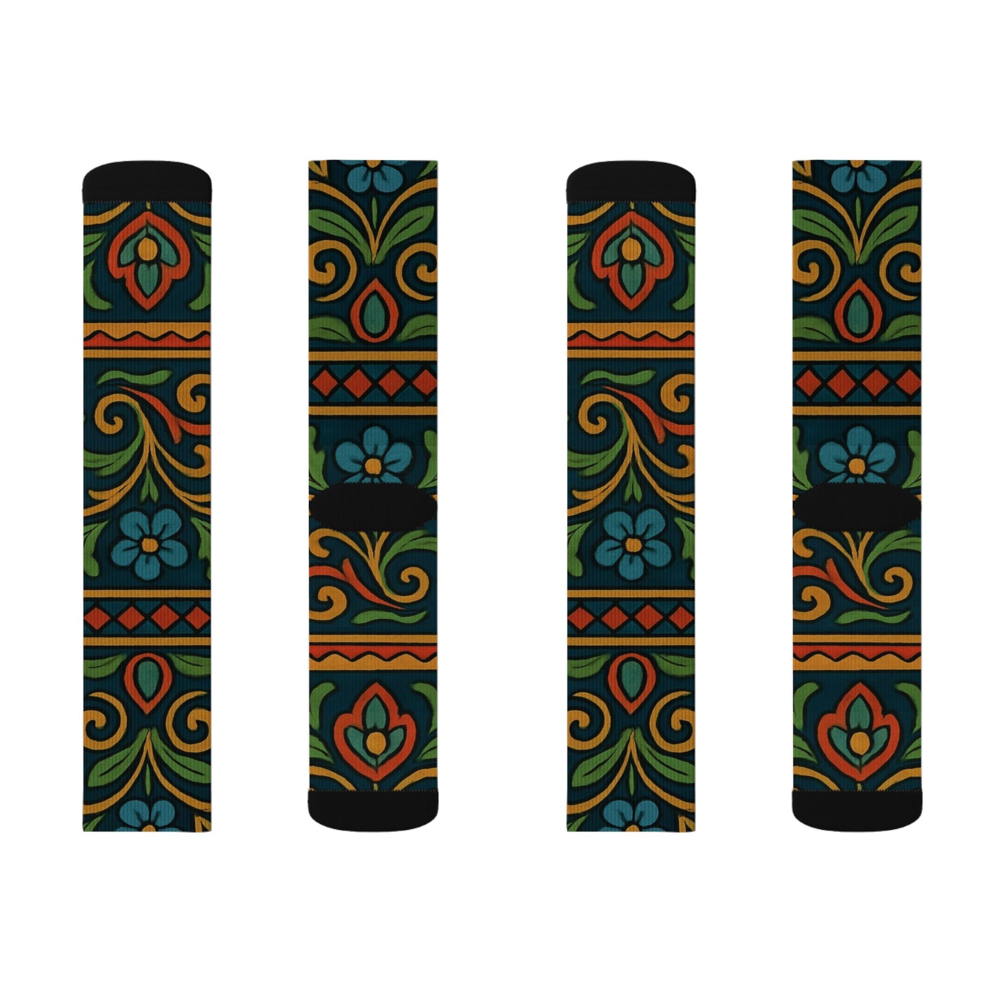 Victorian Floral Tile Sublimation Socks | Patterned Crew Socks - TRV