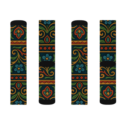 Victorian Floral Tile Sublimation Socks | Patterned Crew Socks - TRV