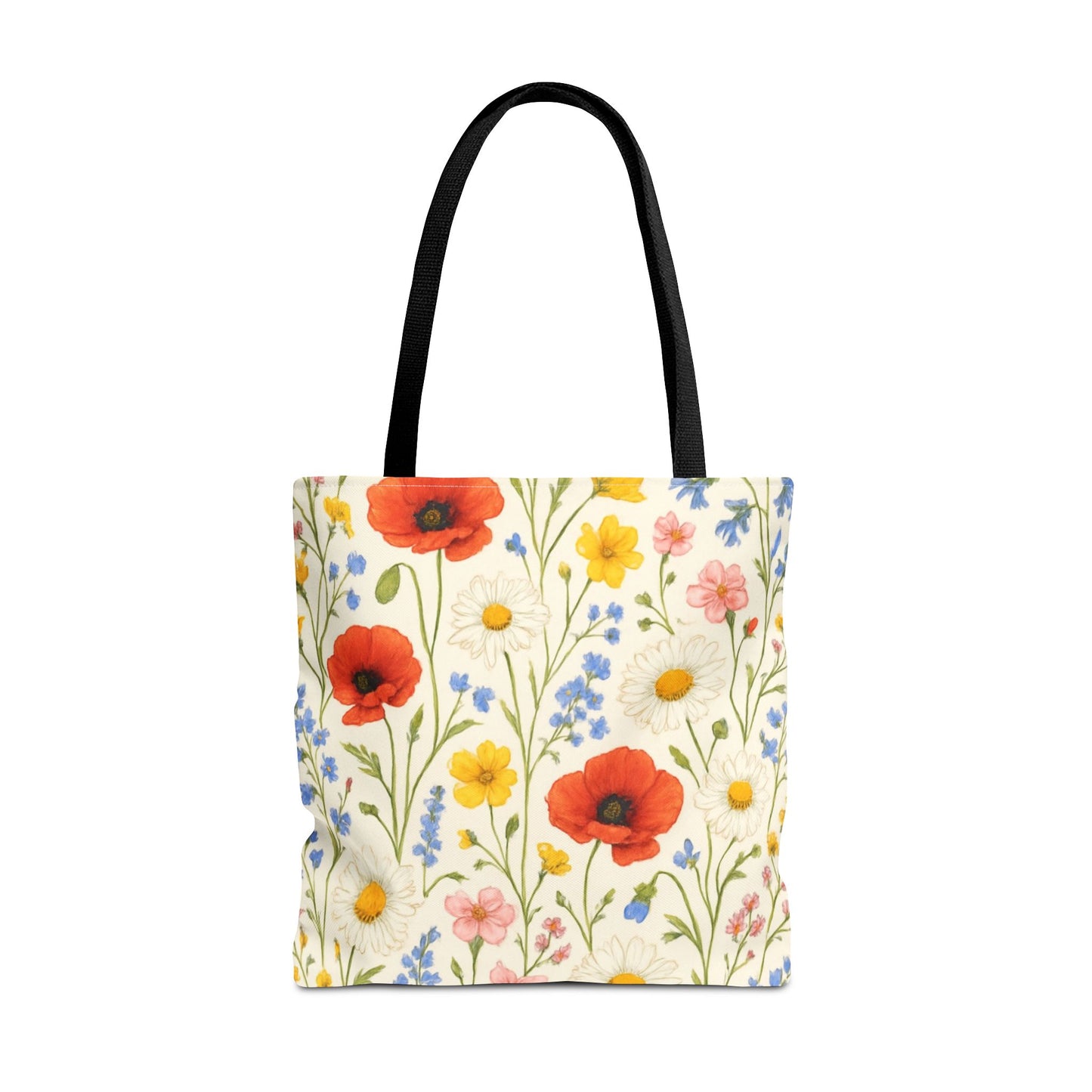 Wildflower Poppy Print Tote Bag | Floral All-Over Pattern