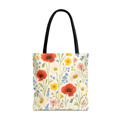 Wildflower Poppy Print Tote Bag | Floral All-Over Pattern