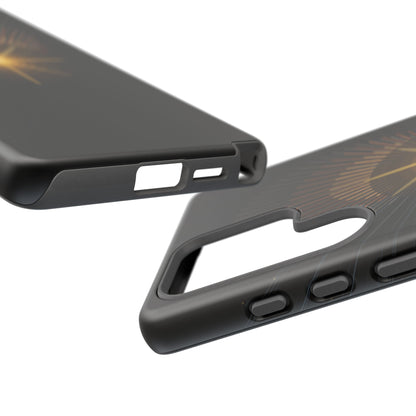 Tough Cases - Radiant Star Phone Case, Protective Black Shockproof Cover with Golden Light Design