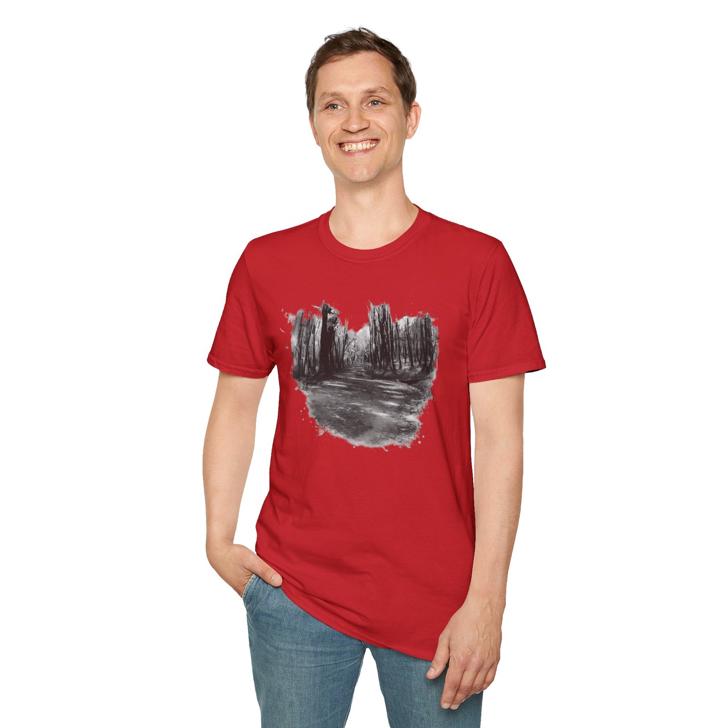 Minimalist Nature-Inspired Unisex Softstyle T-Shirt, Casual Wear, Everyday Style, Gift for Nature Lovers, Eco-Friendly Fashion