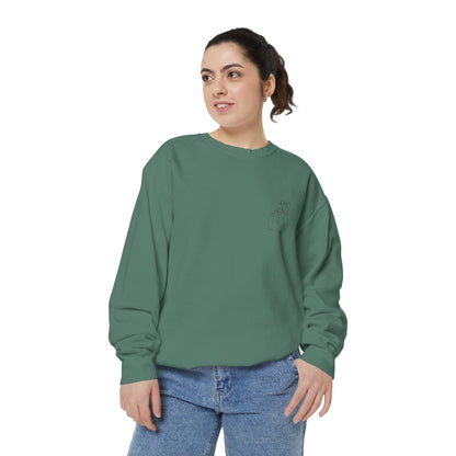 Minimalist Peace Hand Sweatshirt — Small Chest Line Art Crewneck