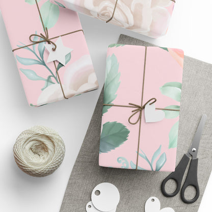 Floral Pink Wrapping Paper Roll — Pastel Peony Gift Wrap for Mother's Day & Birthdays