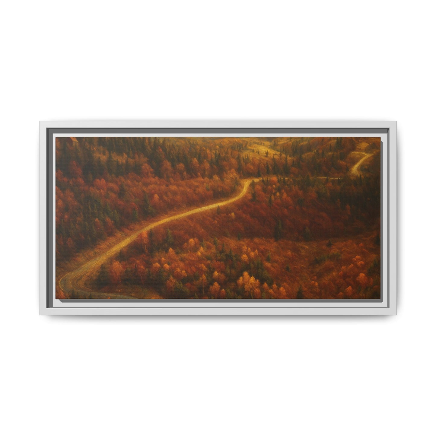 Autumn Landscape Framed Canvas Art, Cozy Home Decor, Warm Fall Vibes, Gift for Nature Lovers, Perfect for Thanksgiving - TRV