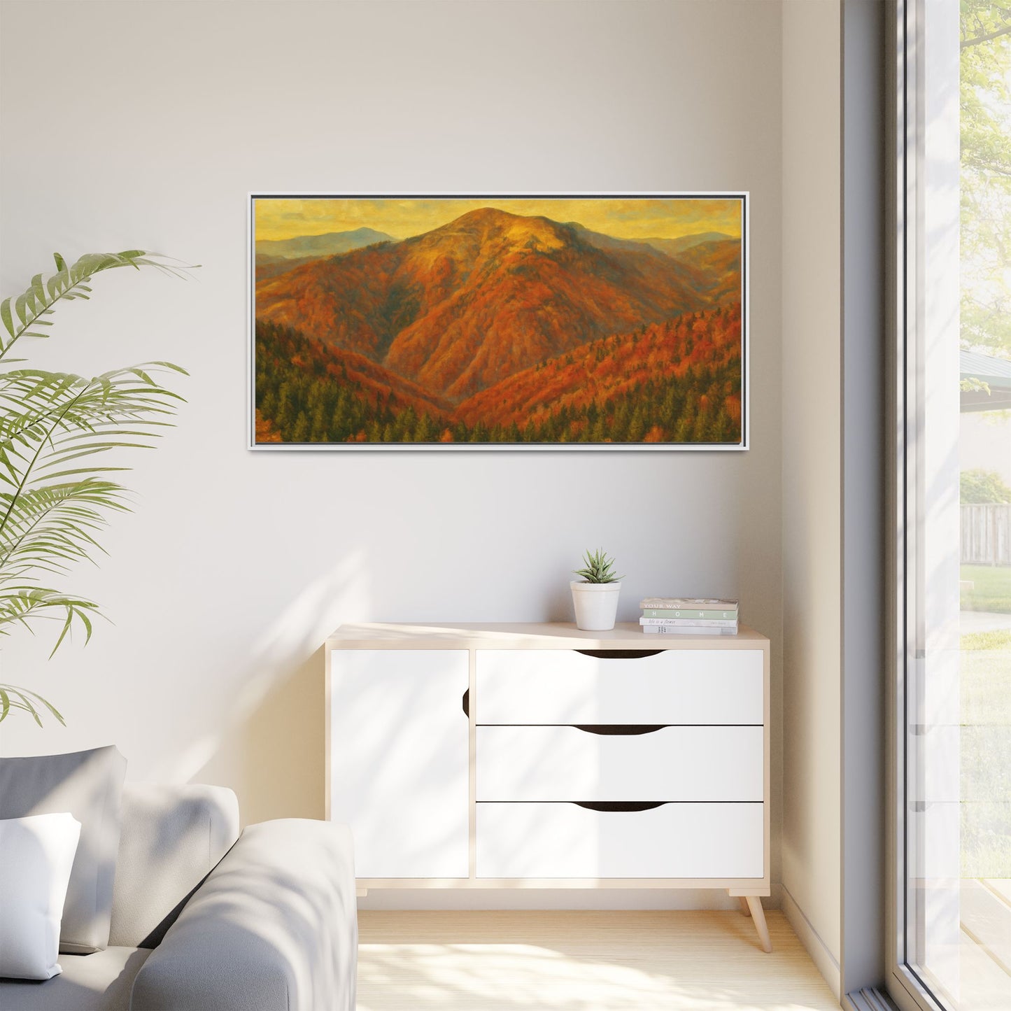 Autumn Landscape Wall Art, Cozy Home Decor, Nature Print, Framed Canvas, Fall Decorations, Gift Idea for Art Lovers - TRV