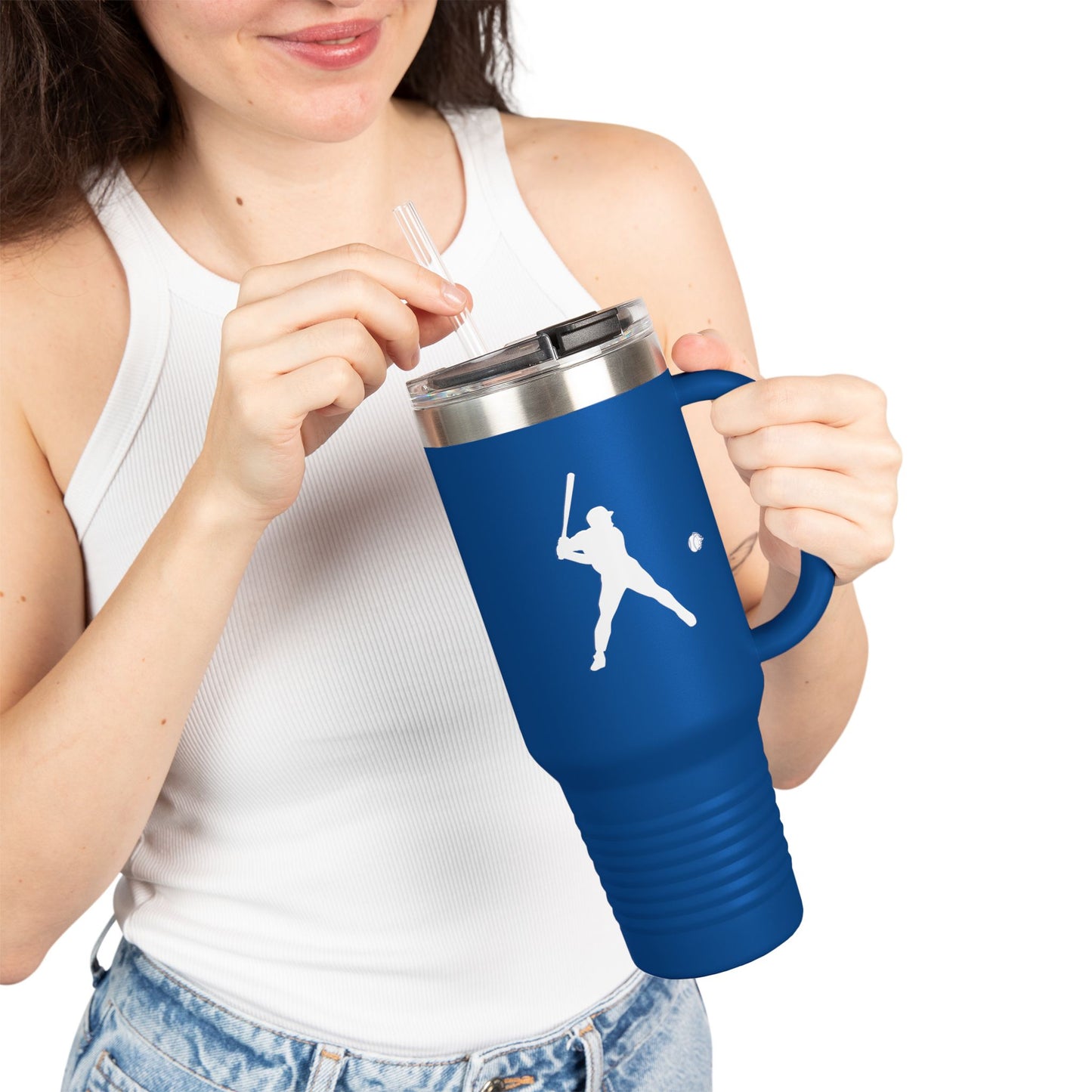 Insulated Travel Mug for Sports Lovers, 40oz Tumbler, Red Baseball Design, Perfect Gift for Fans, Outdoor Adventures, Road Trips, Tailgating