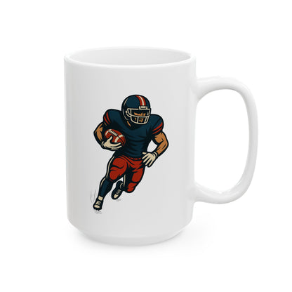 Football Player Ceramic Mug, Sports Fan Gift, Football Lover Coffee Cup, Game Day Drinkware, Quarterback Tea Mug, Touchdown Fan Decor,