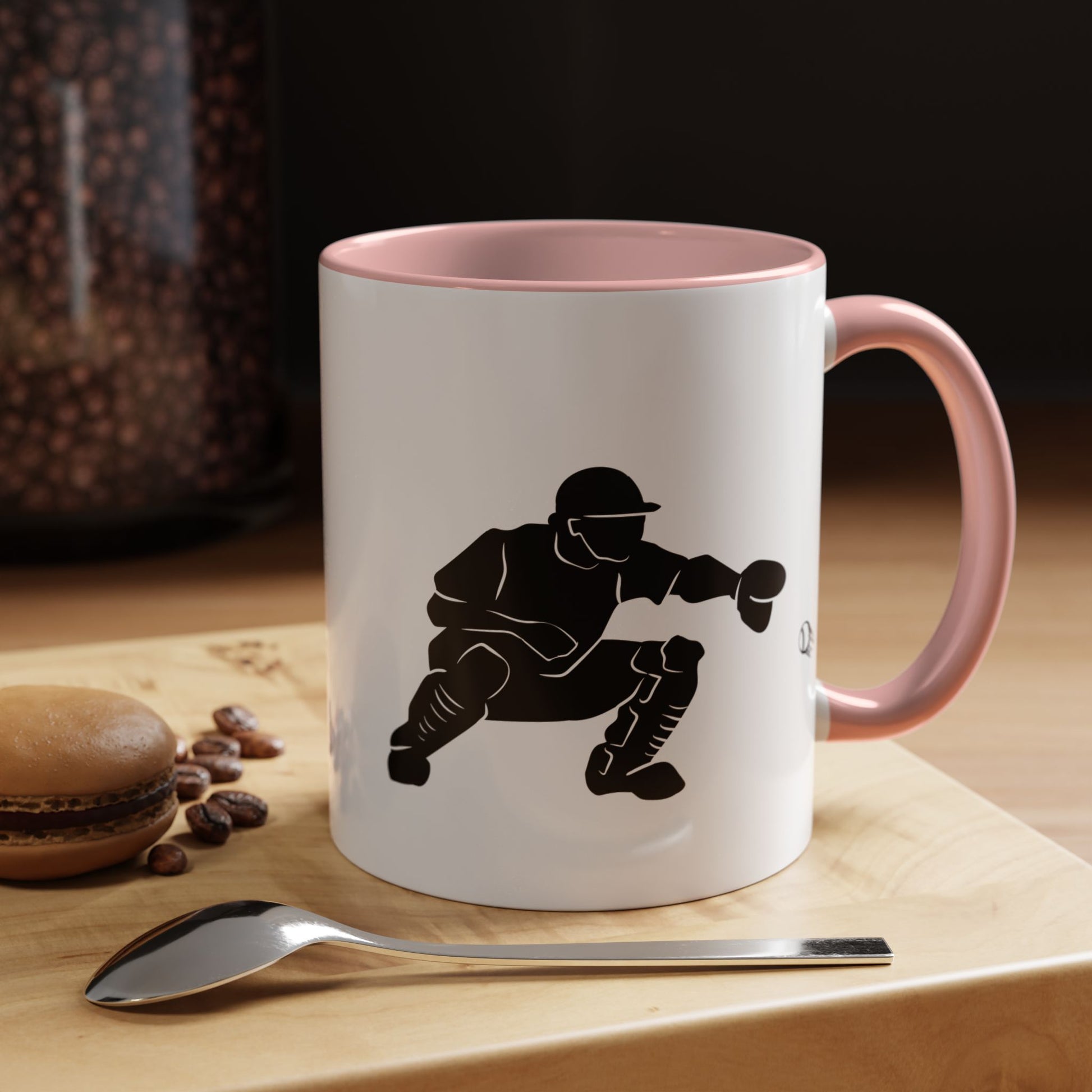 Baseball Catcher Coffee Mug, Sports Gift for Coaches, Black Accent Mug for Fans, Perfect for Birthdays & Celebrations, Unique Cup - TRV
