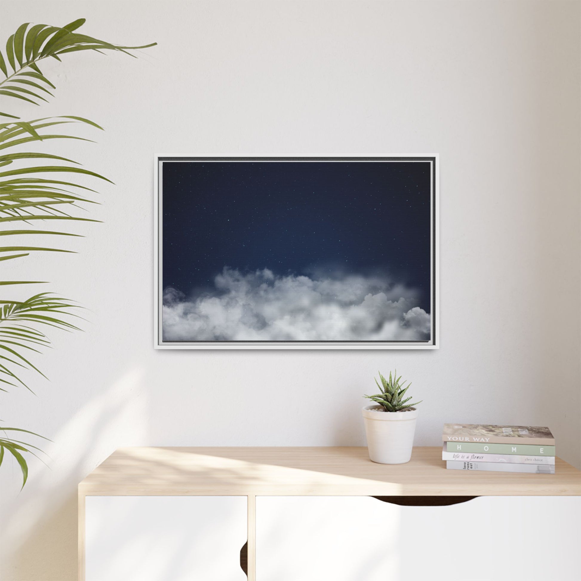 Night Sky Clouds Matte Canvas Framed | Starry Wall Art - TRV