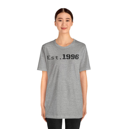 Unisex Jersey Tee - 'Est. 1996' Graphic Shirt, Birthday Gift, Casual Wear, Vintage Style, Retro Fashion, Gift for Him/Her - TRV