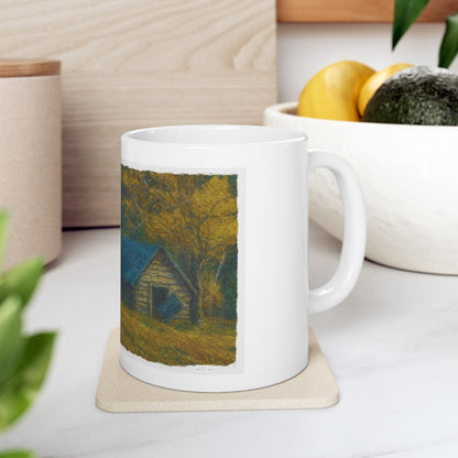 Rustic Cabin Ceramic Mug - Cozy Coffee Cup, Handmade Gift for Nature Lovers, Perfect for Home or Office, Great for Christmas, [...] - TRV