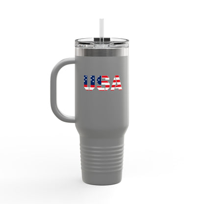 Insulated Travel Mug with USA Design - Perfect for Road Trips, Outdoor Adventures, and Gifts, 40oz Tumbler for Coffee, Tea, and More