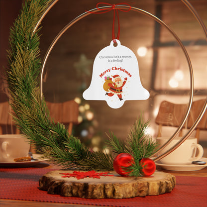 Merry Christmas Santa with Sack metal ornament | Bell shaped holiday decoration