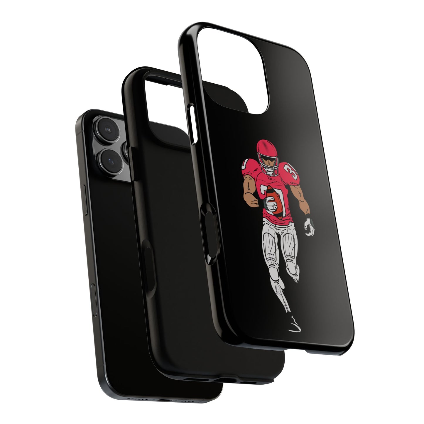 Football Player Tough Phone Case – Protective Black Sports iPhone Case