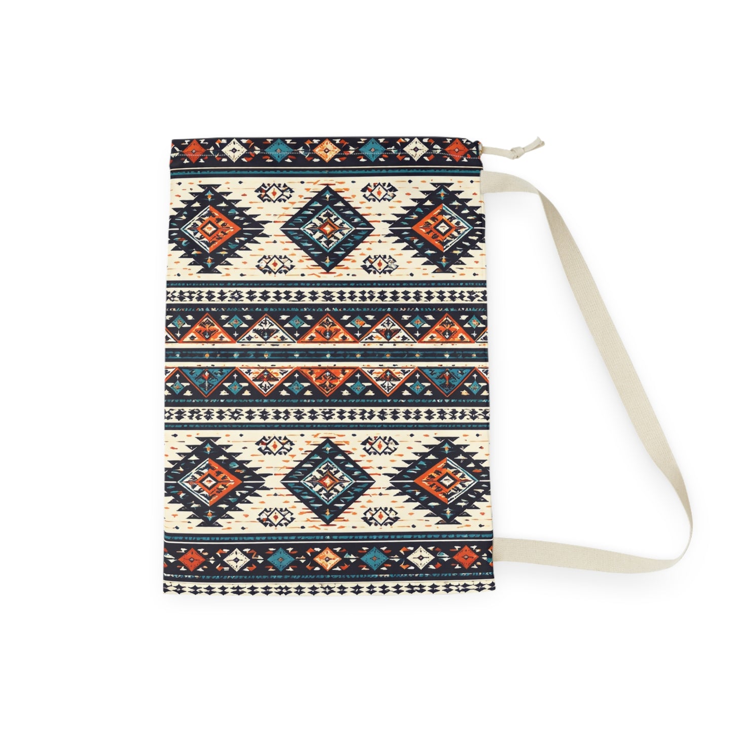 Boho Tribal Print Laundry Bag — Cotton Drawstring Laundry Tote