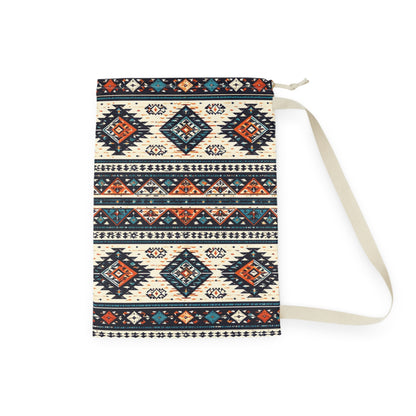Boho Tribal Print Laundry Bag — Cotton Drawstring Laundry Tote