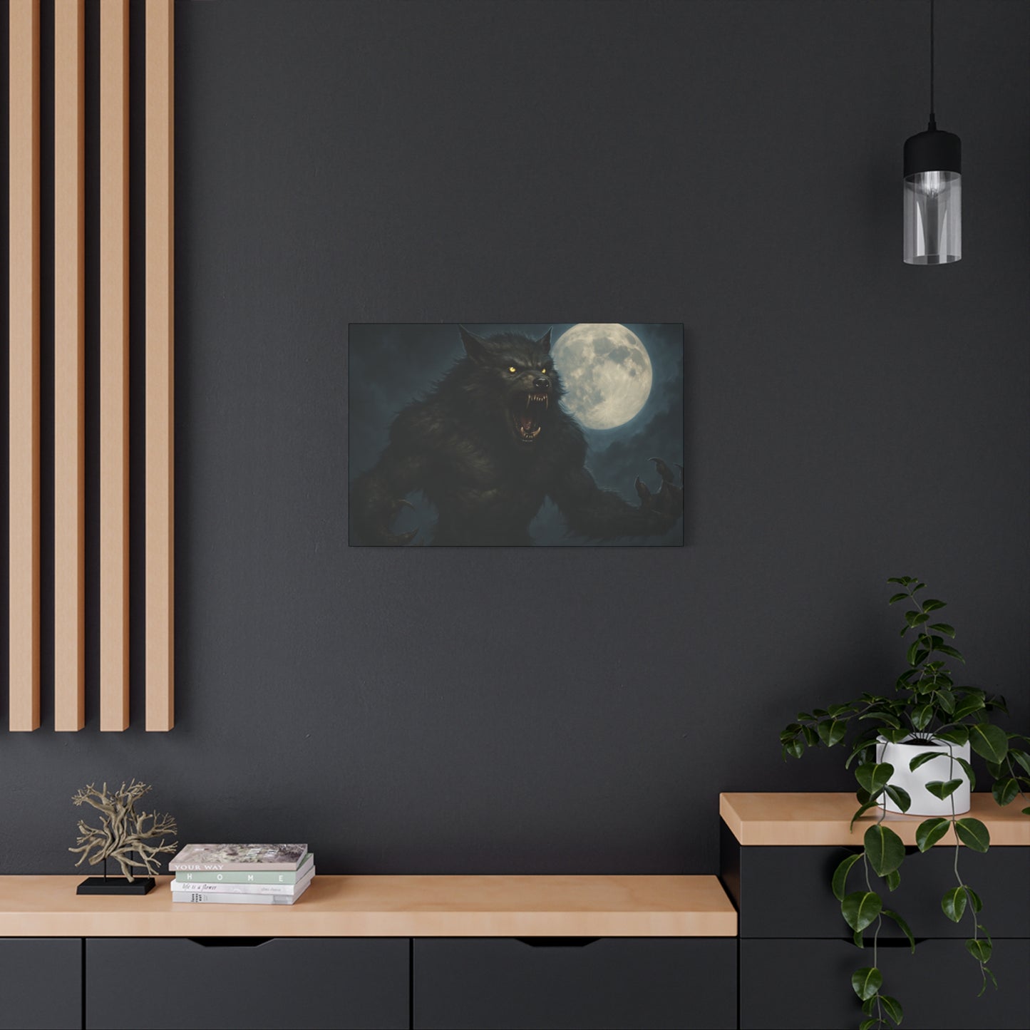 Werewolf Moon Canvas Art | Dark Fantasy Decor for Halloween, Gothic Home, Werewolf Lover Gift, Unique Wall Art, Spooky Decor - TRV