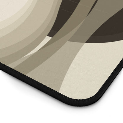 Abstract neutral waves desk mat featuring beige and brown tones, modern mousepad surface for home decor by Printify.