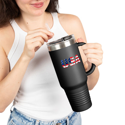 Insulated Travel Mug with USA Design - Perfect for Road Trips, Outdoor Adventures, and Gifts, 40oz Tumbler for Coffee, Tea, and More