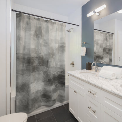 Stylish Abstract Shower Curtain | Modern Bathroom Decor, Unique Home Accessories, Gray Artwork, Gift for Housewarming, Elegant Design - TRV