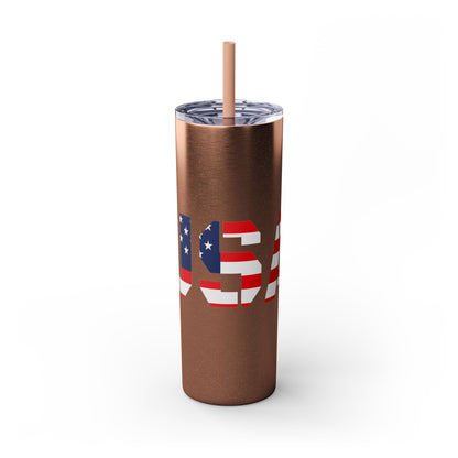 Skinny Tumbler — USA Flag 20oz Straw Tumbler (Patriotic Travel Cup)