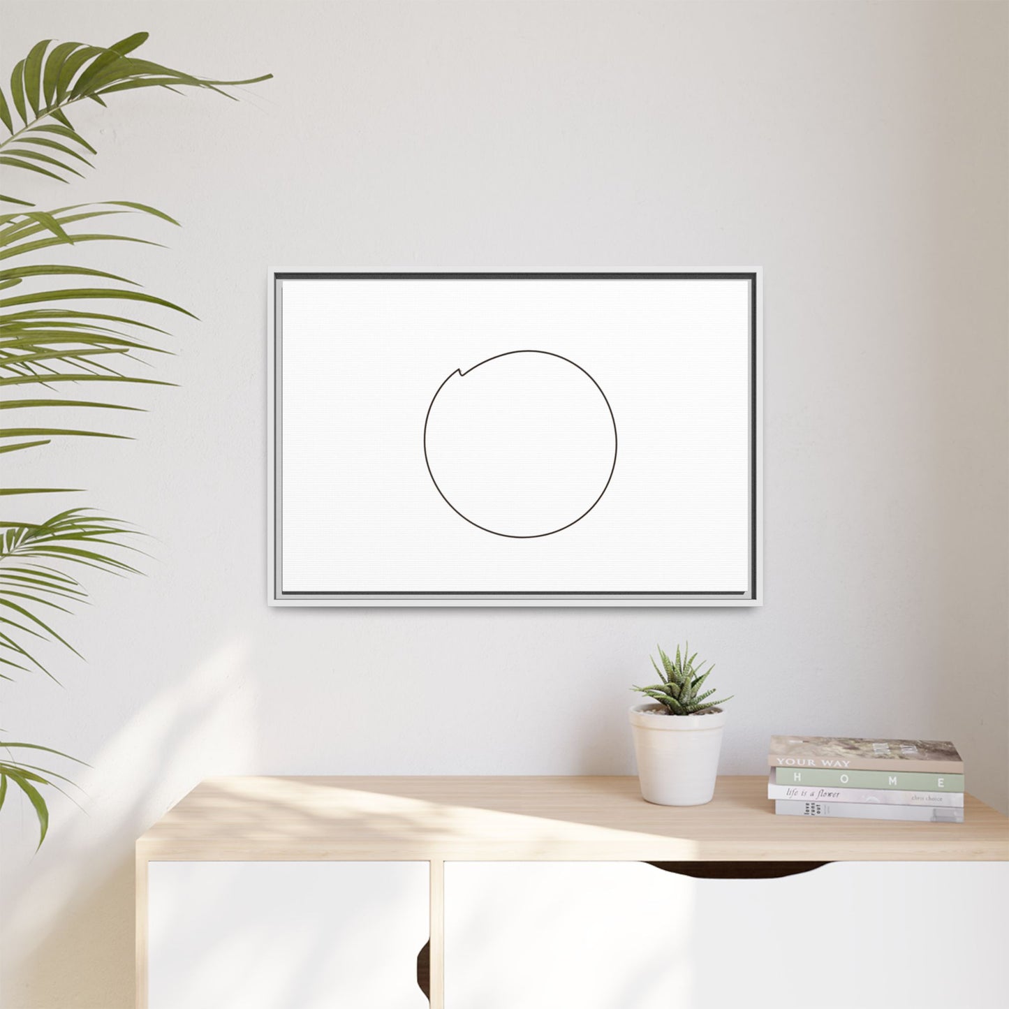 Minimal Circle Line Matte Canvas Framed | Modern Abstract Wall Art