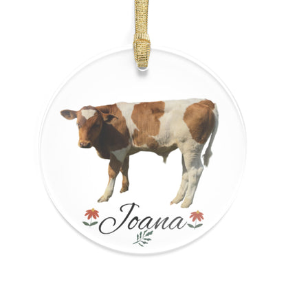 Personalized Cow Acrylic Ornament – Custom Name Farm Animal Christmas Decoration