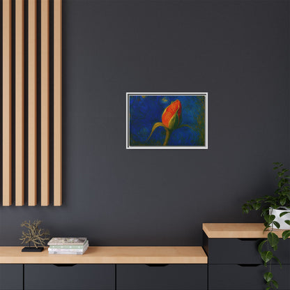 Red Rose Bud Painting Canvas Framed | Matte Wall Art - TRV