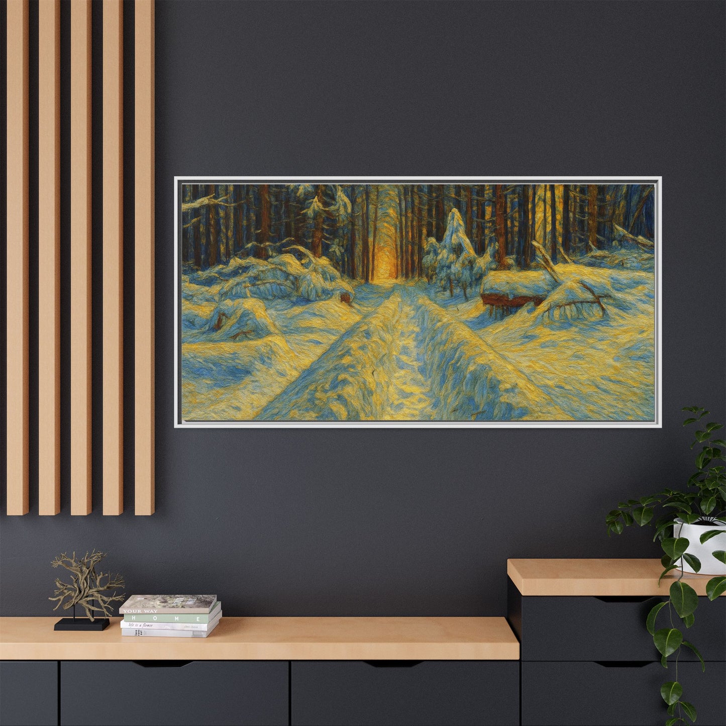 Canvas Art, Winter Landscape Wall Decor, Nature Lovers Gift, Seasonal Decor, Holiday Wall Art, Cozy Home Decoration, Framed Matte Canvas - TRV