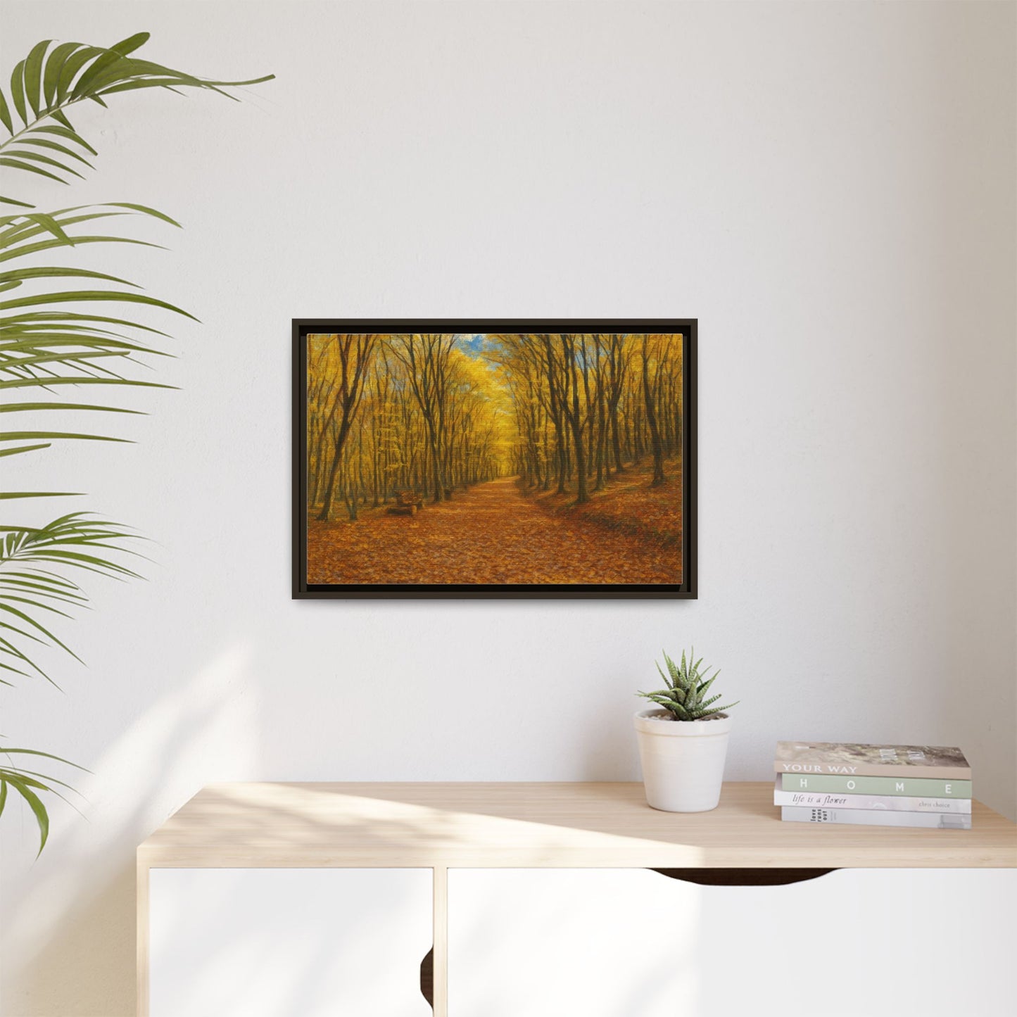 Autumn Forest Framed Canvas Art, Cozy Wall Decor, Nature Inspired Gift, Fall Home Accent, Perfect for Thanksgiving - TRV
