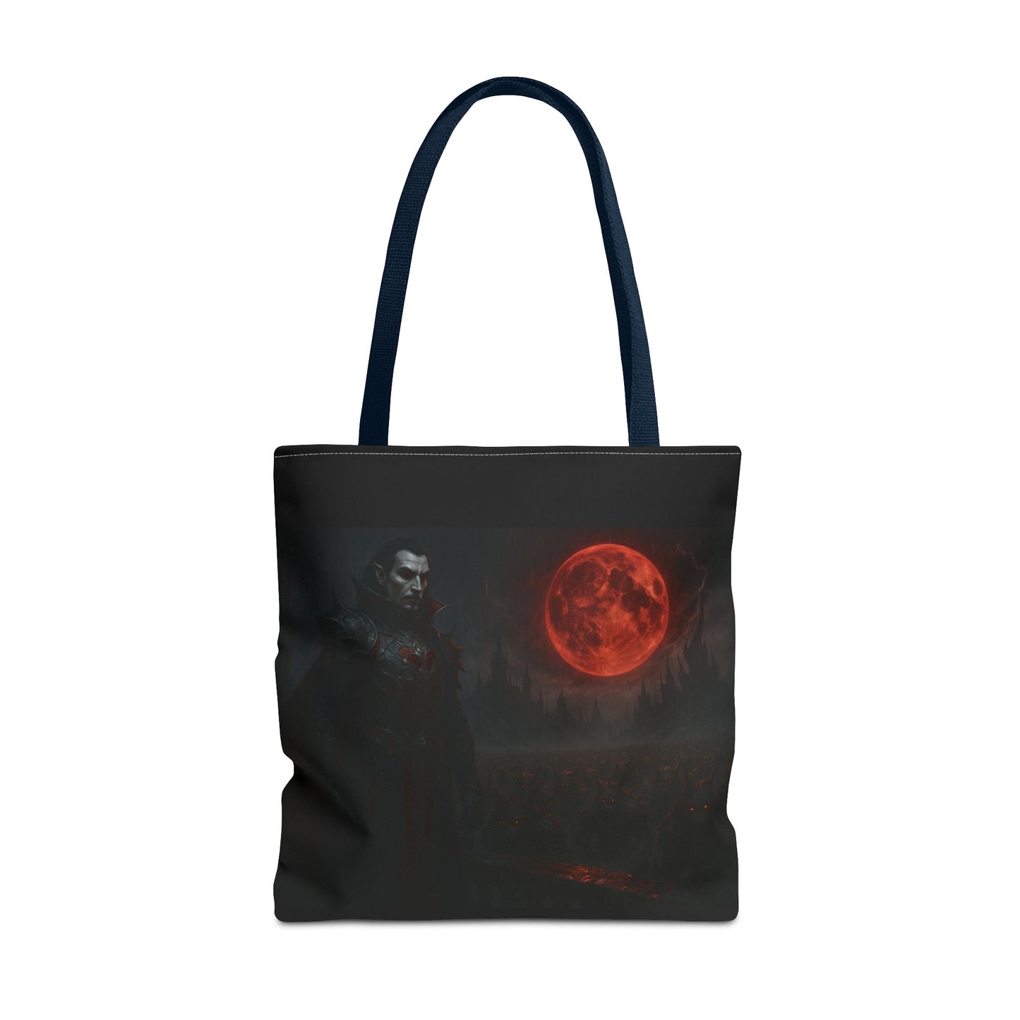 Gothic Tote Bag: Dark Moonlit Night Scene With Dracula, Vampire Art, Halloween Accessory, Gothic Gift, Boho Style - TRV
