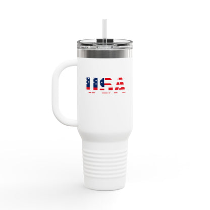 Insulated Travel Mug with USA Design - Perfect for Road Trips, Outdoor Adventures, and Gifts, 40oz Tumbler for Coffee, Tea, and More