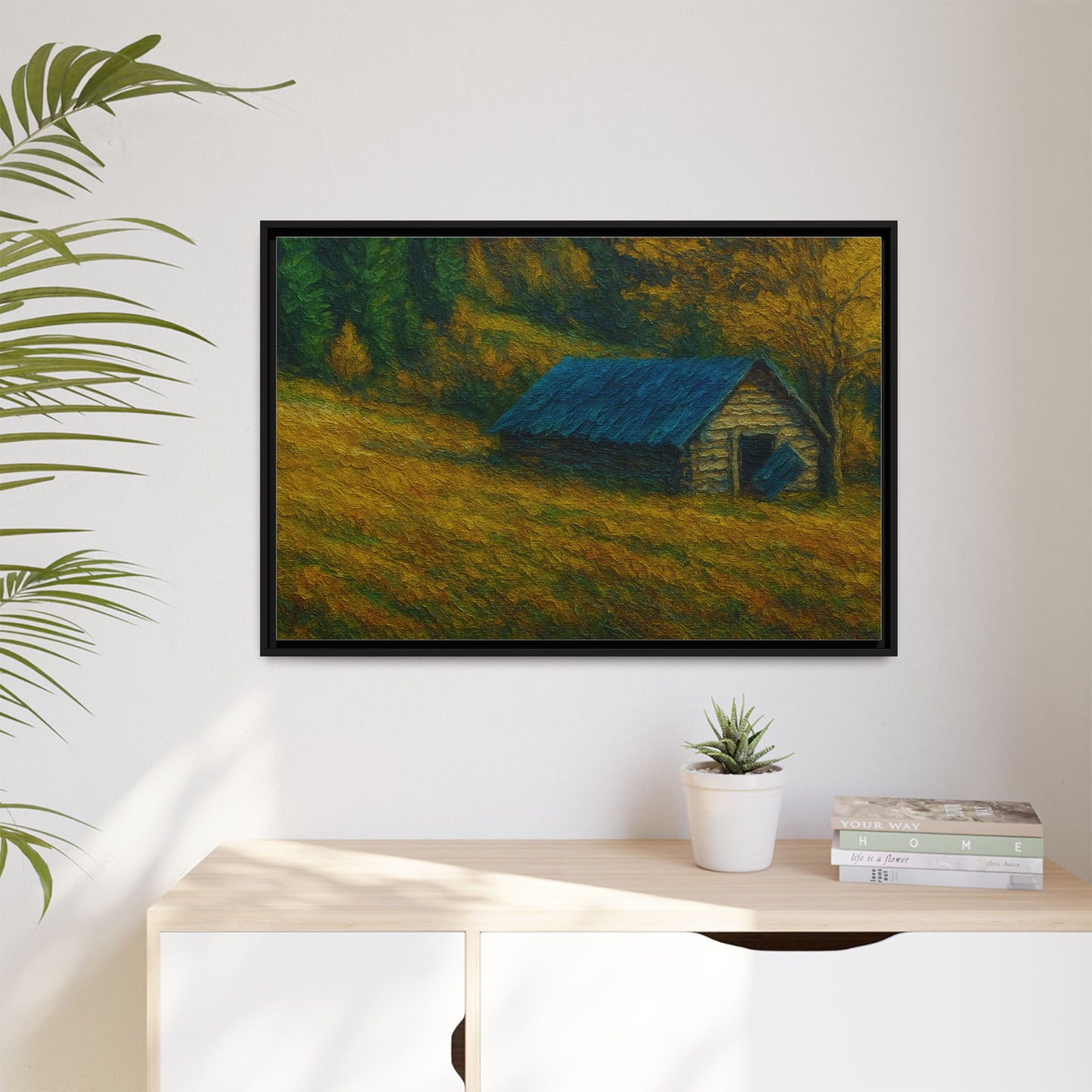 Framed Matte Canvas Print, Rustic Artwork, Farmhouse Decor, Nature Wall Art, Gift for Home, Autumn Decor, Landscape Painting